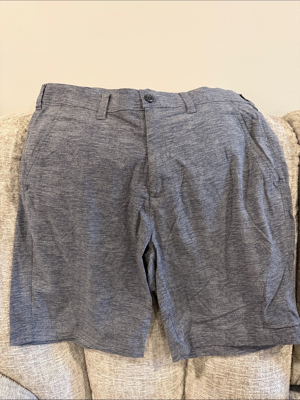 Eddie Bauer Heathered Charcoal Flat-Front Shorts